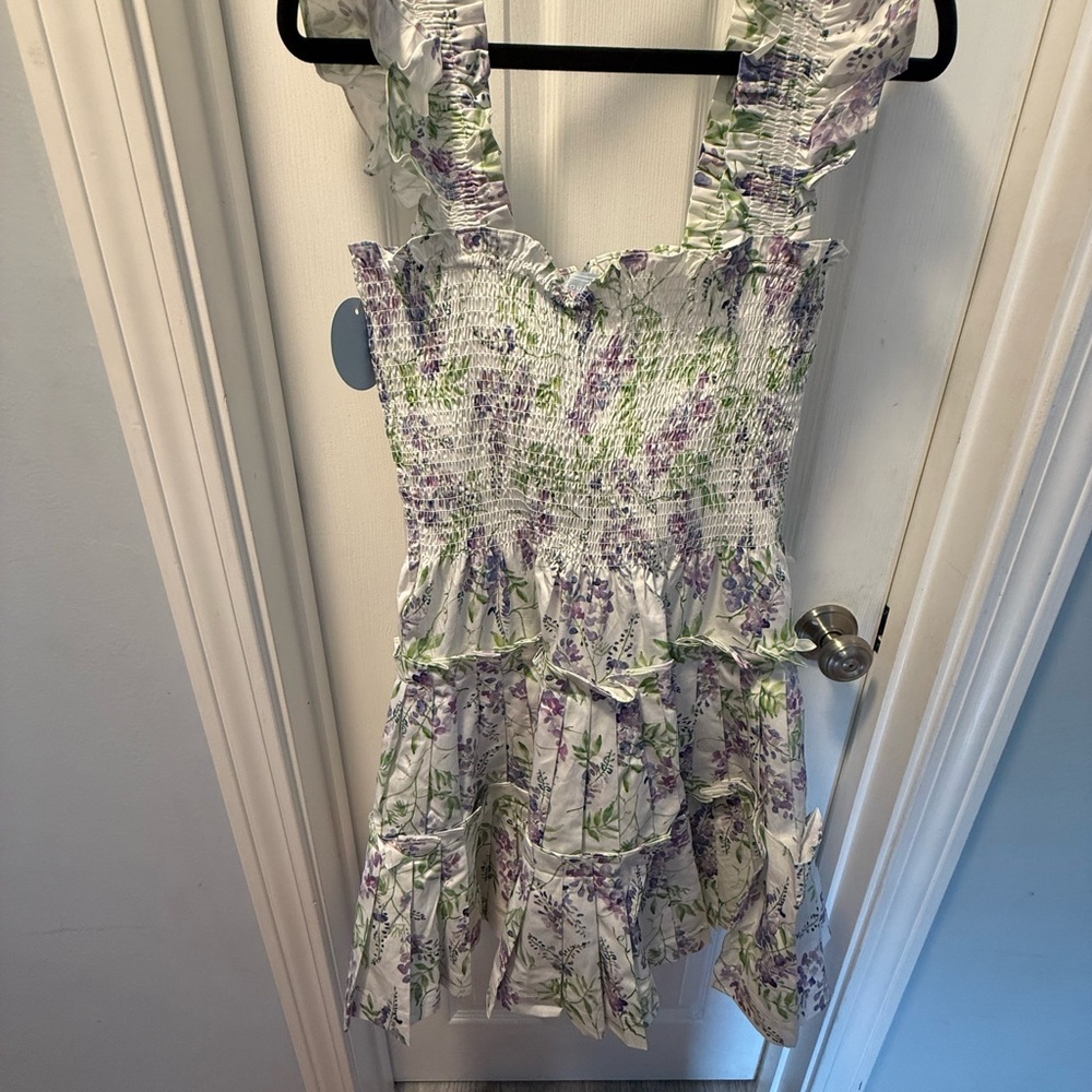 Hill House Floral Mini Dress - Purple and Green